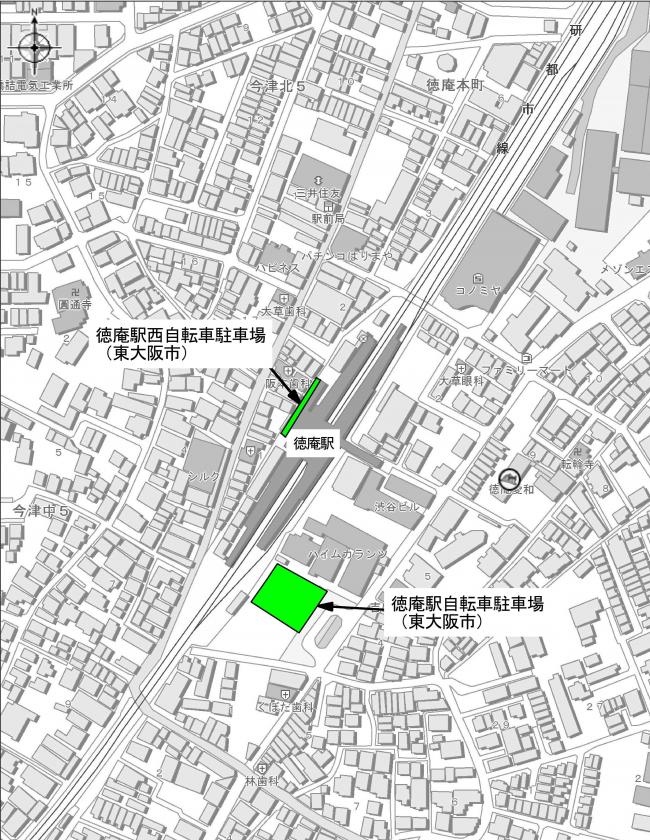 徳庵駅周辺自転車駐車場案内図