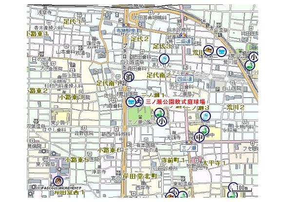 三ノ瀬公園軟式庭球場地図