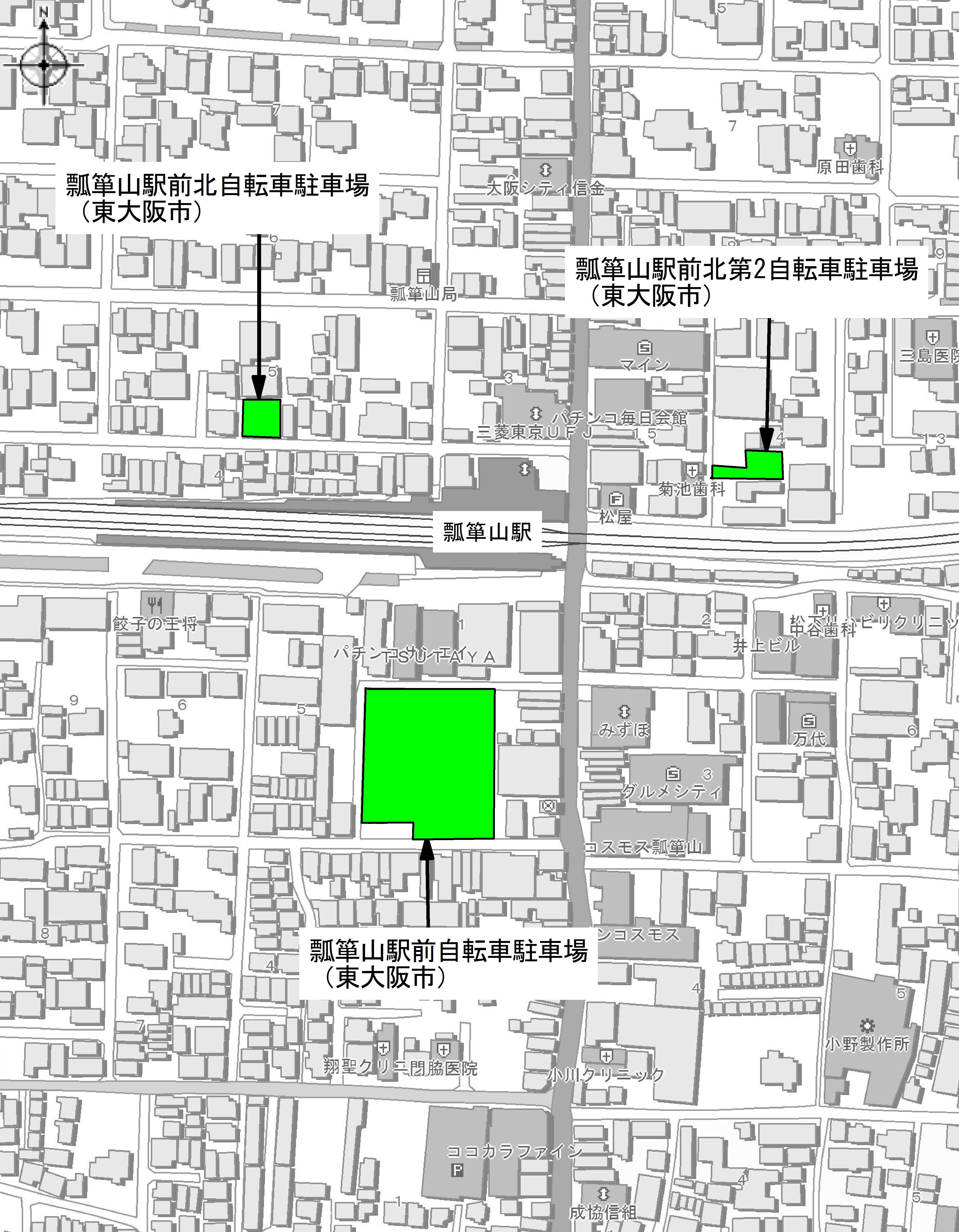 瓢箪山駅周辺自転車駐車場案内図