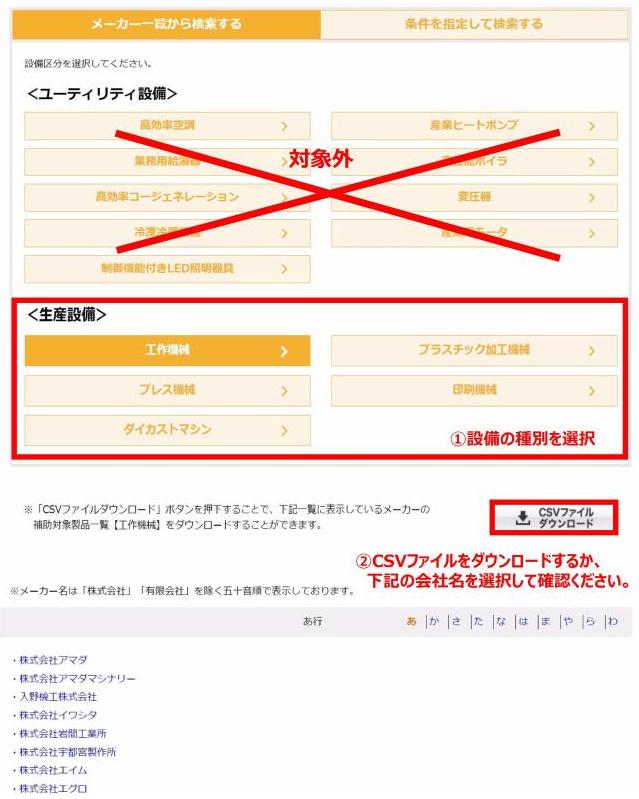 補助対象設備の確認方法