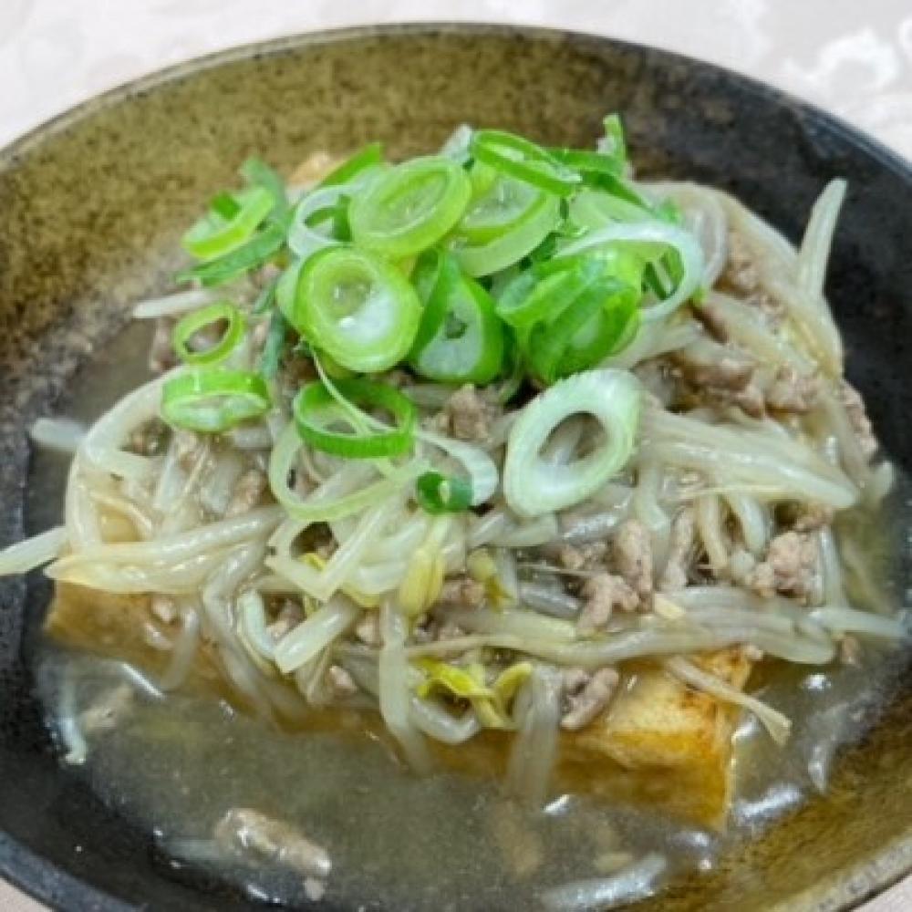 厚揚げのもやしひき肉あんかけ