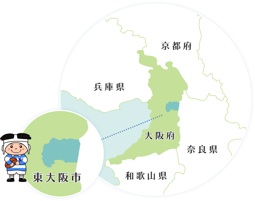 東大阪市の位置がわかる地図